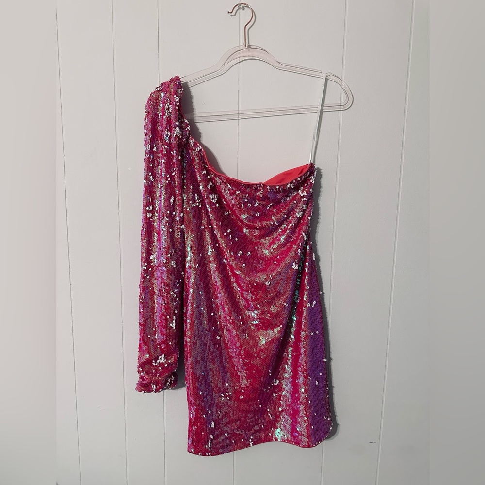 Lulus Sequin One Shoulder Party Dress